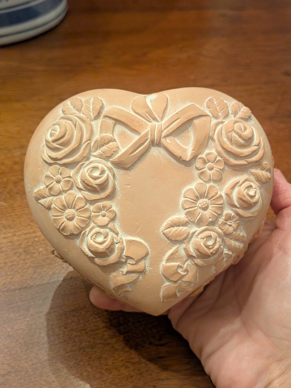 Decorative Heart-Shaped Floral Terracotta Box